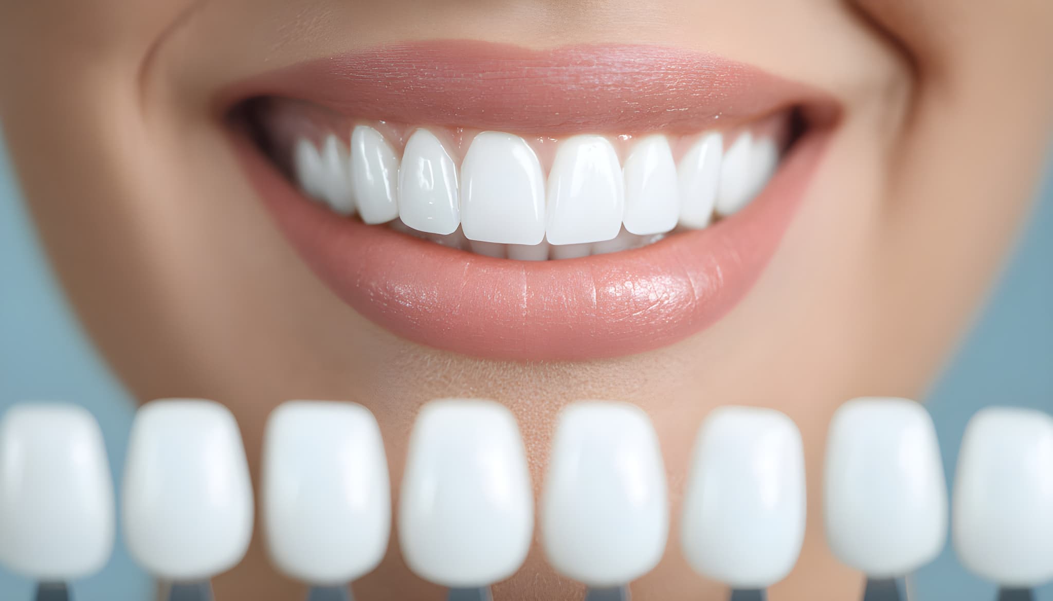 審美歯科で前歯をきれいにする女性