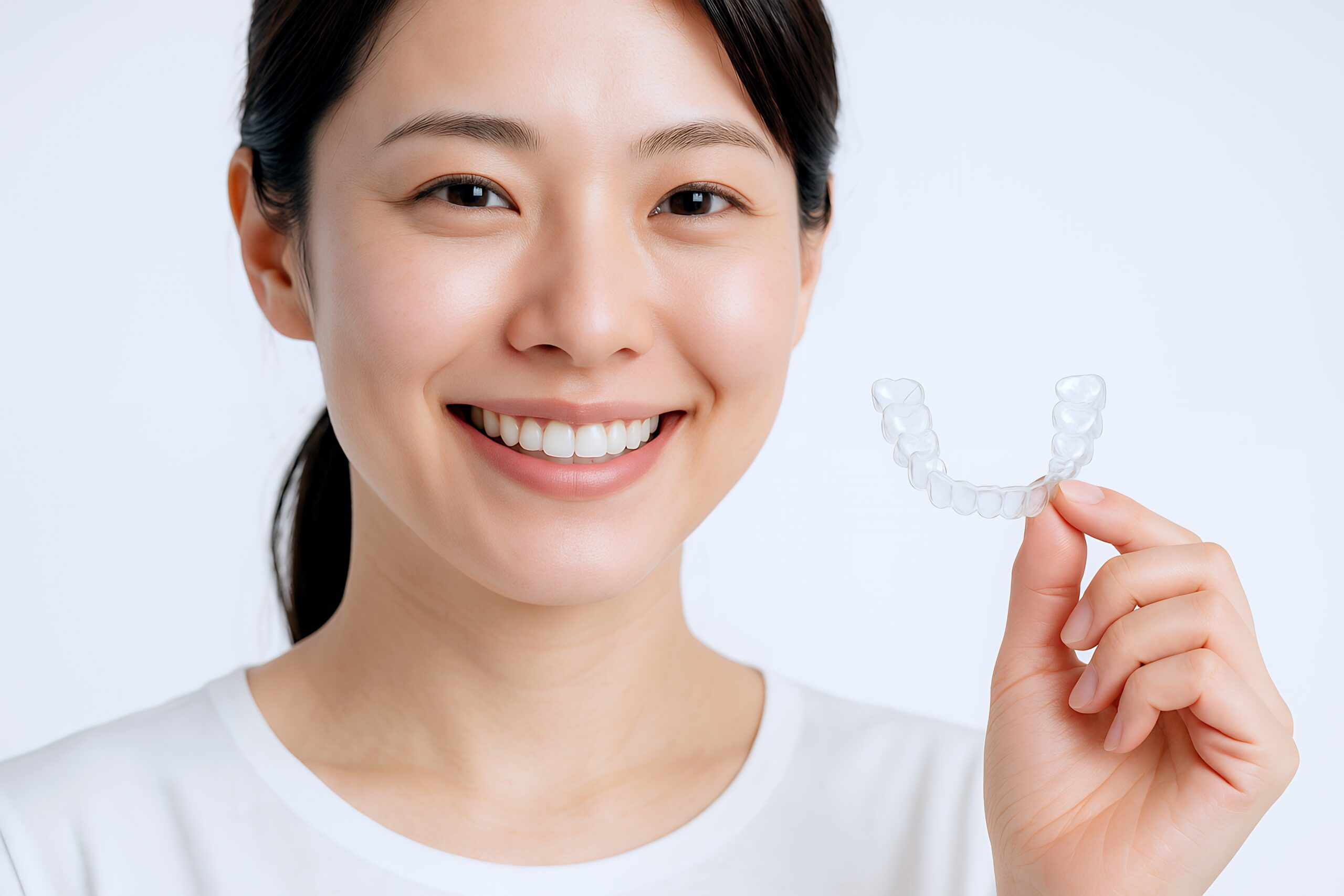 マウスピース矯正をしている女性