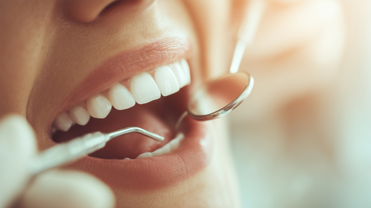 歯科検診を受ける女性